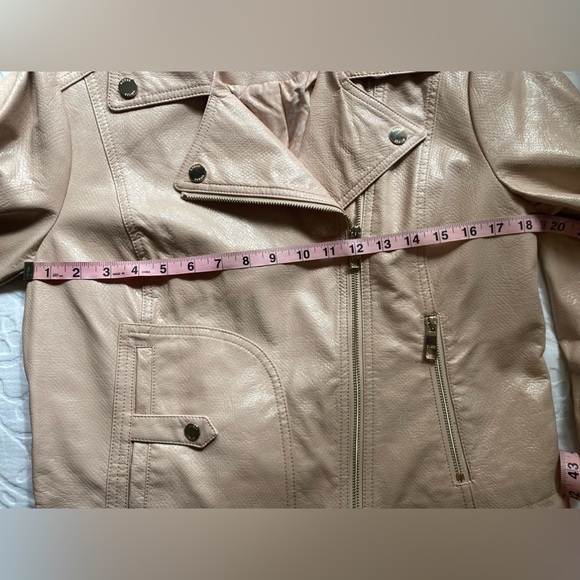 SZ L GUESS PINK FAUX LEATHER MOTO JACKET - Picture 9 of 14